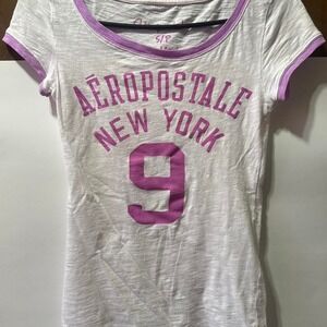 Aeropostale white/pink fitted tee Size S
